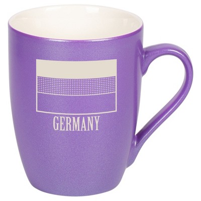 Elanze Designs Germany German Flag 10 Ounce Ceramic Laser-Etched Engraved Drinkware Mug, Metallic Passion Purple