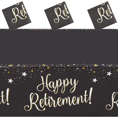 Sparkle and Bash 3 Pack Disposable Rectangle Plastic Tablecloths, Happy Retirement Party Table Covers 54" x 108"