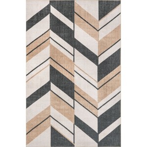 Nuloom Rita Chevron Machine Washable Indoor Area Rug 5' x 8' in Beige - 1 of 4