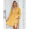 WhizMax 2024 Long Sleeve Dress for Women Wrap V-Neck Bell Sleeve A-line Knee Length Dress Ruffle Flowy Swing Dresses - 2 of 4