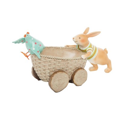 C&F Home Bunny Pushing Basket with Chick