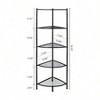 5 - Tier Corner Shelf Stand Metal Wire Corner Shelving Display Unit Storage Furniture Multipurpose Space Saving Black - 2 of 4
