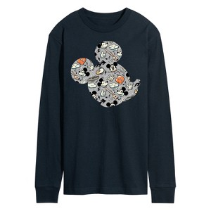 Men's - Disney - Mickey Pattern Silhouette Long Sleeve Graphic T-Shirt - 1 of 4