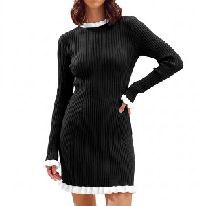 bodycon overall dress Imily Bela Ruffle Trim Mock Neck Slim Fit Long Sleeve Knit For Everyday Wear : Target Color may vary by fully lined midi dress in yellow Petite Tie-Waist A-line Shirt Size:60 inches