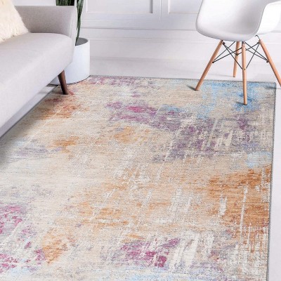 Modern Multicolor Abstract 8' x 10' Synthetic Area Rug