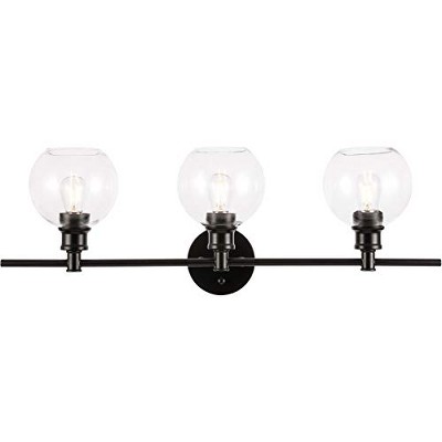 Elegant Lighting Collier 3 light Black and Clear glass Wall sconce