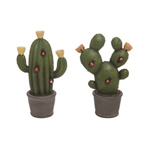 Transpac Resin Solar Cactus Set of 2 Home Decorations Spring - 1 of 1