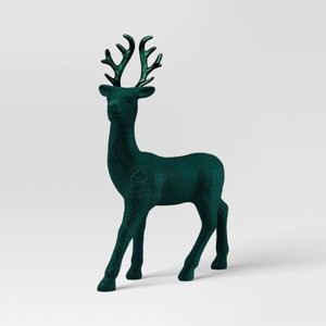 12" Christmas Flocked Standing Deer Decor Green - Wondershop™ - 1 of 3