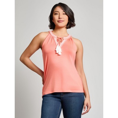 Jones New York Embroidered Halter Neck Tank