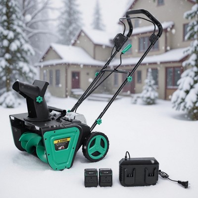 Garvee Snow Blower 20 Inch, Snow Blower Cordless with 180¡ã Rotating Chute for Driveway, Patio, Sidewalk, Blue/Black