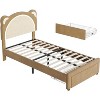 Kids Bed Frame, Upholstered Platform with Adjustable Headboard & LED, Wooden Slats, No Box Spring - 2 of 4