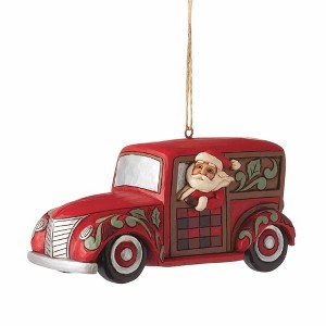 Jim Shore 2.0 Inch Highland Glen Santa In Woodie Wagon Ornament Heartwood Creek Tree Ornaments - 1 of 3