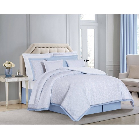 blue and white comforter