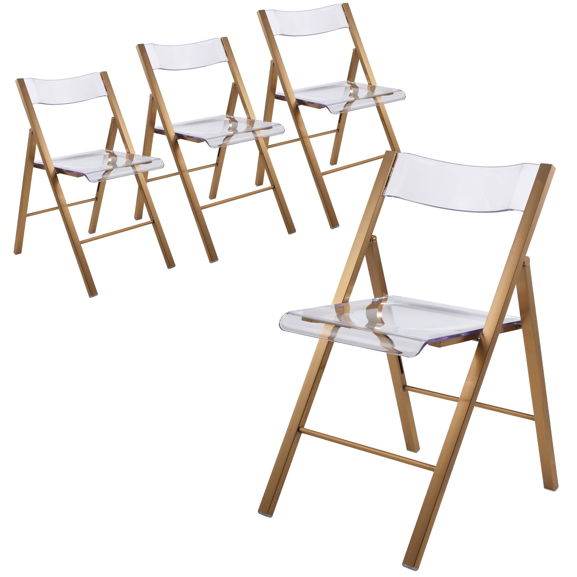LeisureMod Menno Series Folding Chair Set of 4 with Stainless Steel Frame, Compact and Durable Design for Kitchen, Patio, Garden, Office, or Event Use