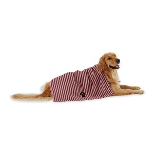 Bone Dry Embroidered Paw Pet Towel - Cranberry Stripe - 1 of 4