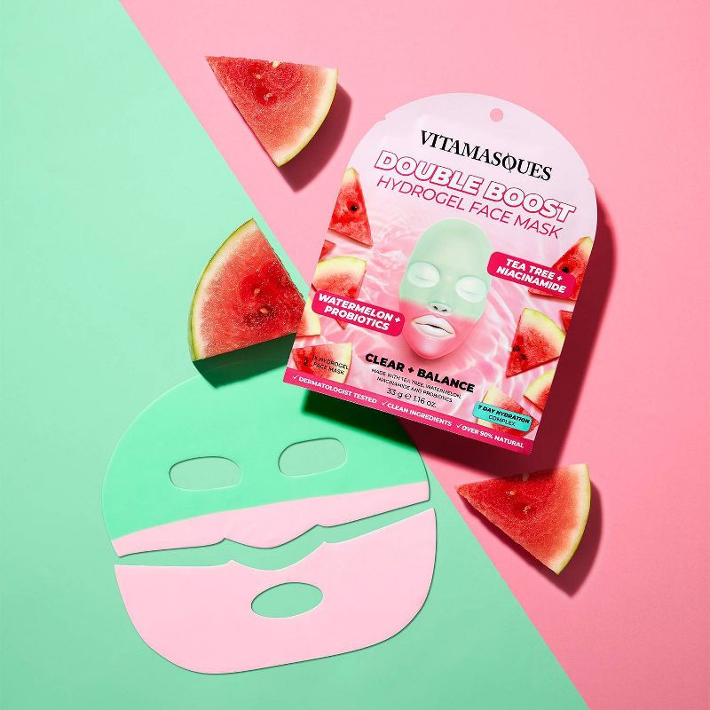 Vitamasques Double Boost Hydrogel Clear + Balance Face Mask - Tea Tree &#38; Watermelon - 1.16 fl oz, 5 of 9