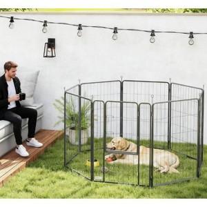 39" Exercise Pen, 8-Panel Heavy Duty Metal Dog Playpen Fence for Medium & Large Dogs, Portable Pet Exercise Barrier, Black - Nertpow - 1 of 4