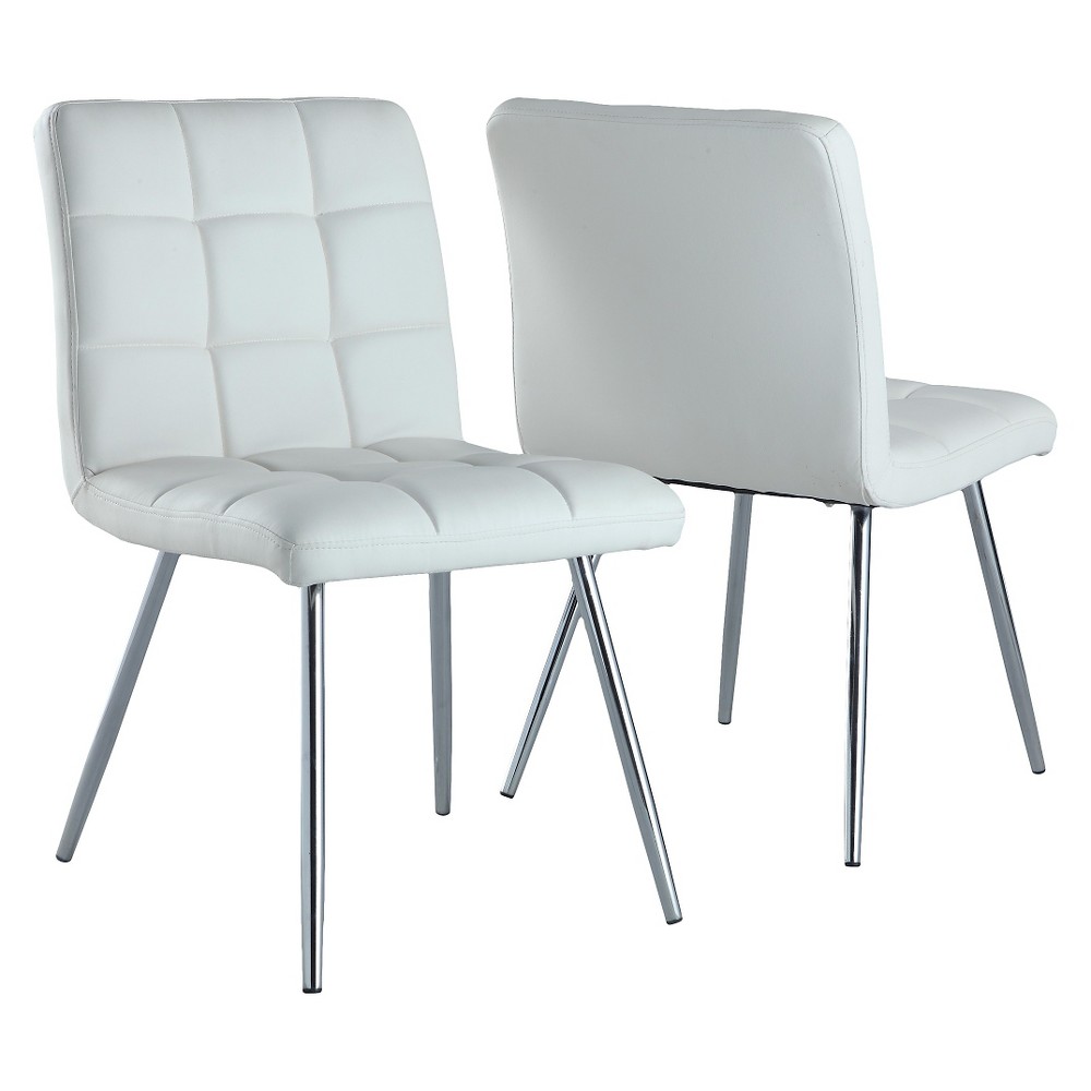 Photos - Chair Set of 2 Metal Dining  White - EveryRoom