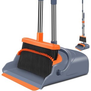 Upgrade Broom and Dustpan Set, Self-Cleaning with Dustpan Teeth, Stand Up Broom for In - 1 of 4