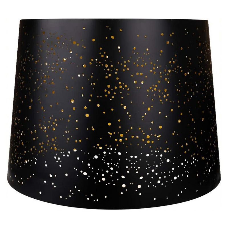 ALUCSET 12 x 14 x 10 Inch Starry Sky Etched Metal Drum Lamp Shade, Black & Gold, 3 of 7