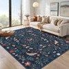 Floral Botanical Washable Rug for Living Room Soft Vintage Insect Butterfly Rugs Low Pile Carpet for Bedroom Dining Nursery Rug - 3 of 4