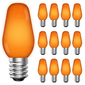 Luxrite C7 LED Orange Replacement Light Bulbs, String Lights, 0.5W, Shatterproof Colored Candelabra Bulb, Enclosed Fixture Rated E12 Base 12 Pack - 1 of 4