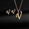 Initial Letter Pendant Necklace Earrings Set for Women Gold Plated Stainless Steel by Ginger Lyne - 2 of 4