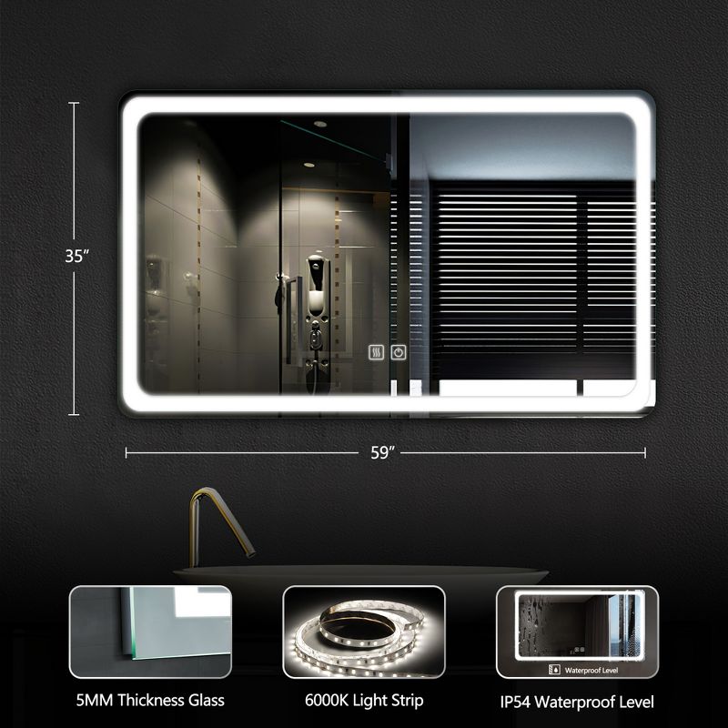 Neutypechic LED Wall Mounted Backlit Mirror with Anti-Fog Modern Rectrangle Bathroom Vanity Mirror, 2 of 7