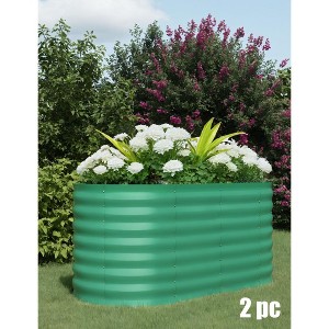 2 Pack Steel Raised Garden Bed 4x2x2ft,Metal Deep Root Planter Box for Vegetables Flowers Herbs,Large Oval Garden Planting Bed,Easy Assembly - 1 of 4