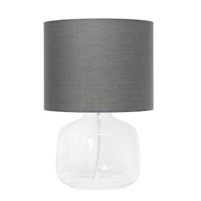 Creekwood Home Round Modern Glass Accent Table Lamp Clear Gray Shade