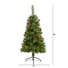 Nearly Natural 4-ft White Mountain Pine Artificial Christmas Tree with 100 Clear LED Lights and Pine Cones - 2 of 4