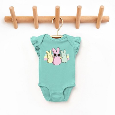 The Juniper Shop Chillin With My Peeps Sunglasses Baby Flutter Sleeve Bodysuit - 6 Month - Seafoam