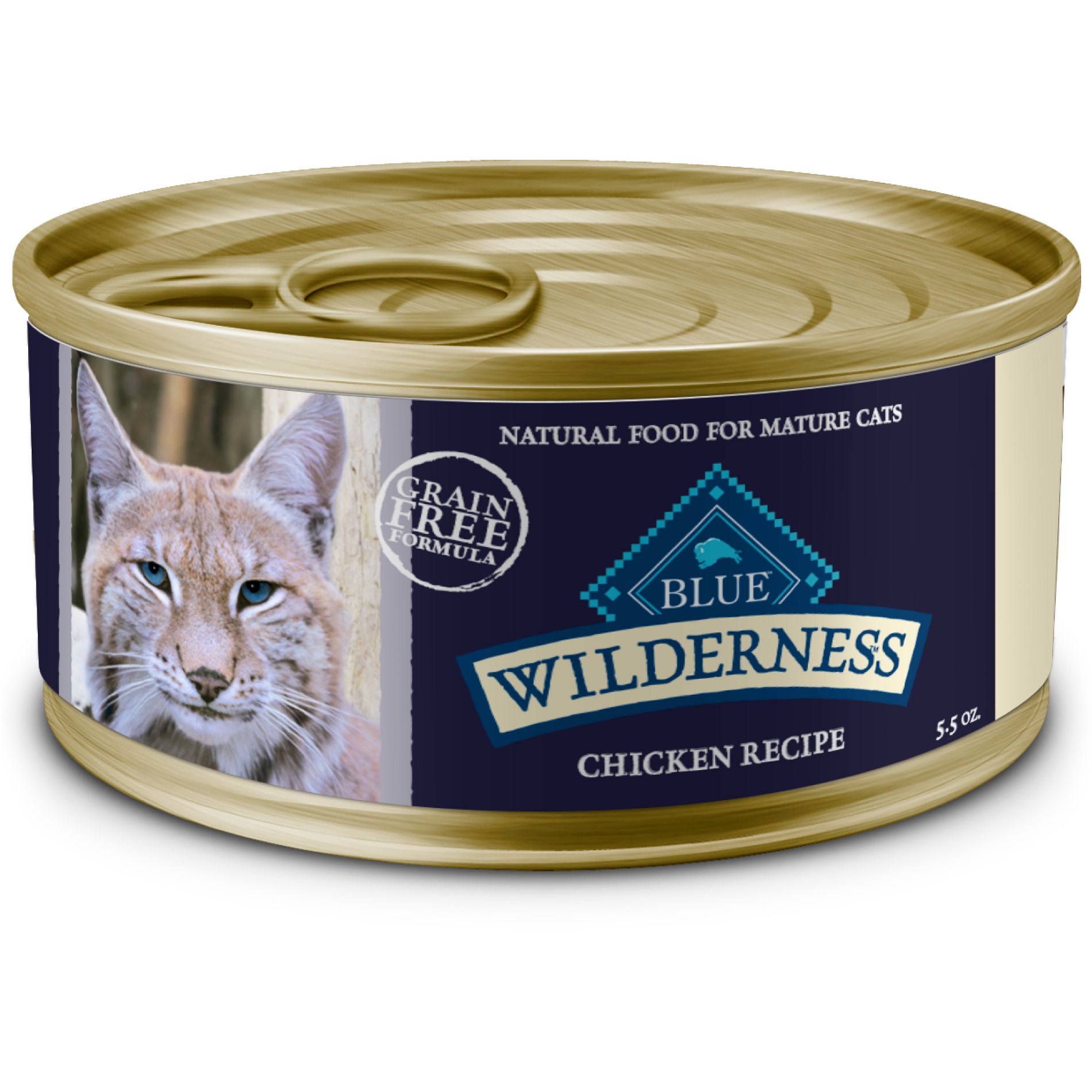 Blue Buffalo Wilderness High Protein Grain Free Natural Mature Pate Wet Cat Food with Chicken Recipe - 5.5oz