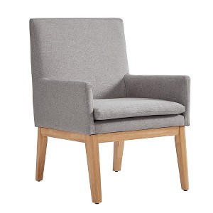 Inspire Q Set of 2 Mila Mid Century Wood Base Accent Chairs Linen Smoke Gray, Grey Gray