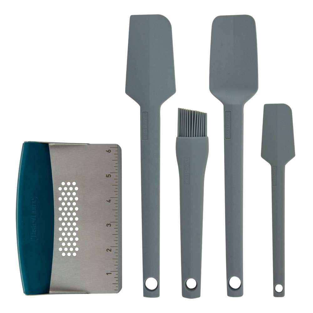 Taste of Home 5pc Silicone and Stainless Steel Kitchen Utensi Set Ash Gray