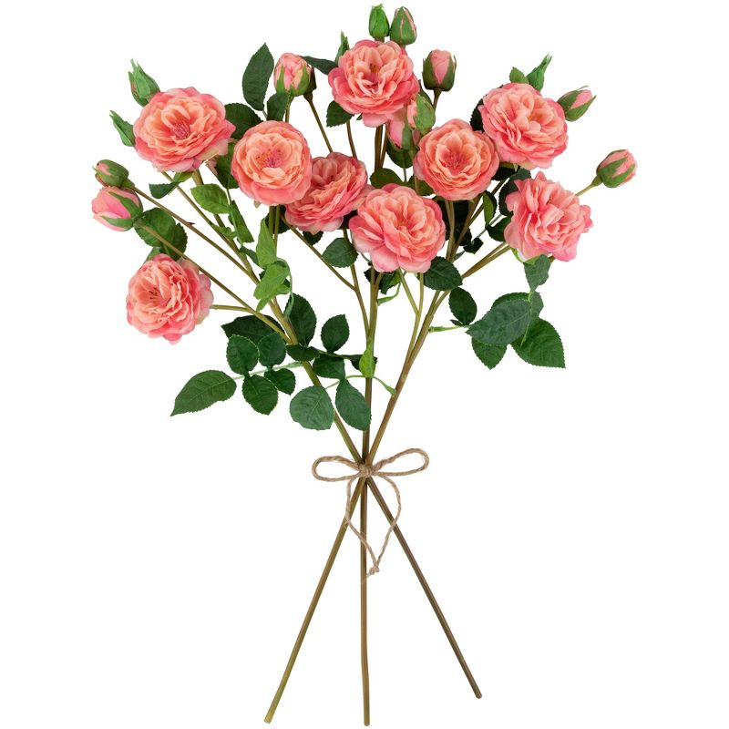 Northlight Real Touch™ Pink Artificial Camellia Rose Floral Sprays, Set of 6 - 23", 5 of 10