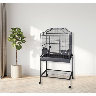 Elegant Black Metal Flight Bird Cage with Stand