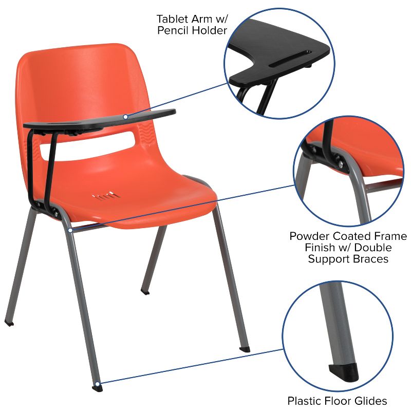 Emma and Oliver Ergonomic Shell Chair with Right Handed Flip-Up Tablet - Tablet Arm Desk, 5 of 13
