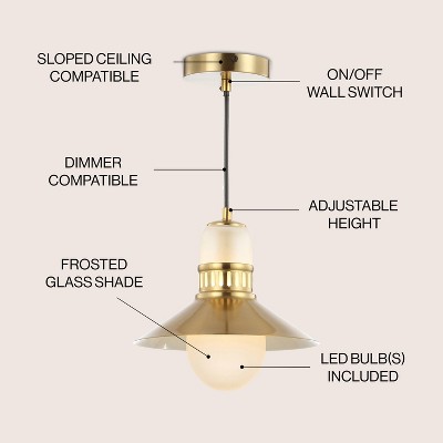 Colin 9.75" Brass Gold Adjustable LED Glass Globe Pendant