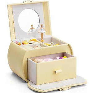 Kids Musical Jewelry Box for Girls with Drawer, Music Box with Ballerina and Stickers - 1 of 4