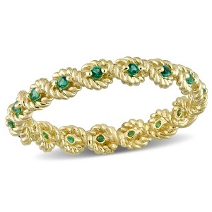 EVERLY JEWELRY | 10K Yellow Gold 1/6 CT TGW Created Emerald Infinity Eternity Ring - 1 of 4