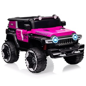 12V Electric Kids Ride on Car with Remote Control, 2 Seater 4WD Off-Road Truck with Decor Spare Tire, 25W Dual Motor, Spring - 1 of 4