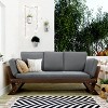 Outdoor Acacia Wood Day Bed Small Patio Couch, Adjustable Arm Outdoor Couch Chaise with Cushions for Small Spaces, Brown Finish – Maison Boucle - 2 of 4