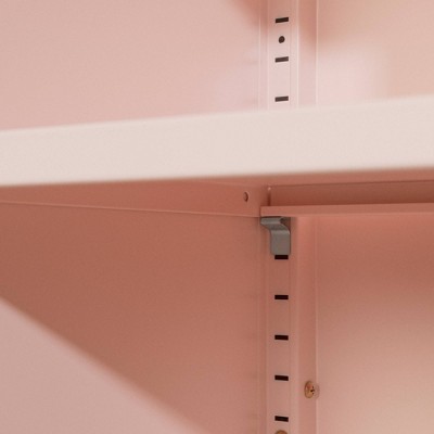 Pale Pink Metal Rectangular End Table with Storage