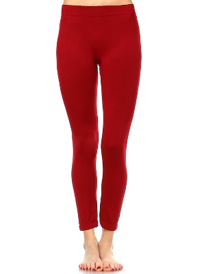 Women's Slim Fit Solid Leggings Burgundy One Size Fits Most - White ...