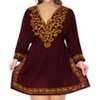 HAPPY BAY Women's Summer Vacation Beachwear Mini Bathing Suit Short Beach Holiday Dress Swimsuit Cover ups Medium-Large Brown Solid - 3 of 4