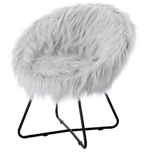 BirdRock Home Grey Faux Fur Papasan Chair with Black Legs - 1 of 4