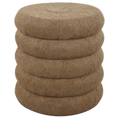 Uttermost Capitan Round Braided Rope Side Table, 21"W x 24"H, Brown, Natural Texture, Coastal Style
