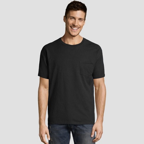 T-shirt in Pure Cotton with Chest Pocket Black