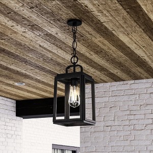 Urban Ambiance Luxury Farmhouse Outdoor Pendant 15.375''H x 7''W,  Midnight Black Finish,  Macon Collection, UHP1388 - 1 of 4